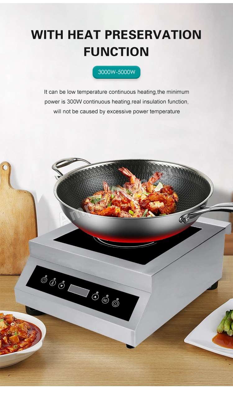 Restaurant Kitchen Equipment Electric Double Burner Stainless Steel Wok Induction Cooker