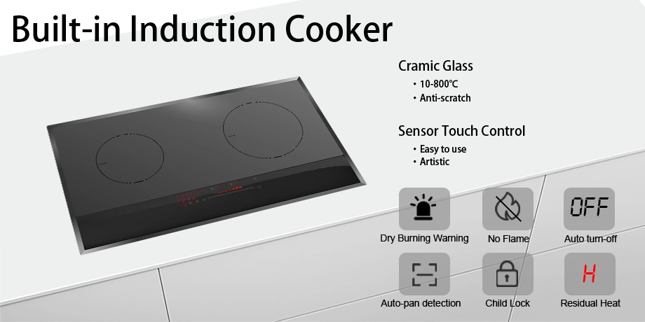 Double Induction Hob 3700W 220V Induction Countertop Burner Suitable for Magnetic Cookware