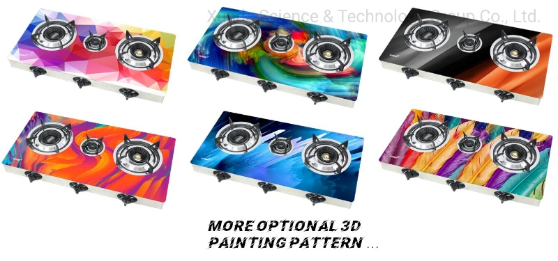Xunda Table Top Gas Stove 3D Customized Painting Glass Panel High Efficiency Gas Burners