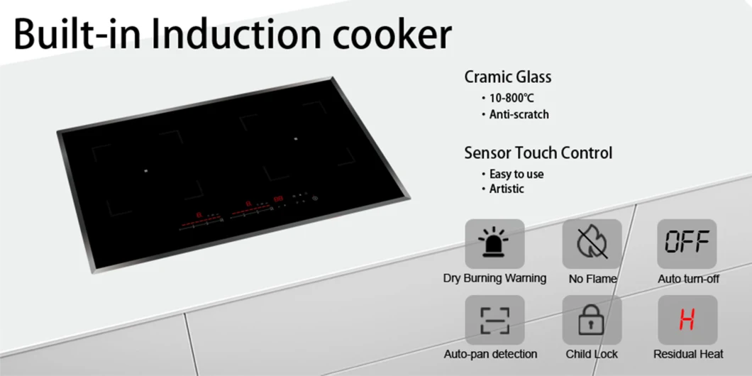 Home Appliance 3700W 2 Burners Low Power Constance Heating Build in Induction Burner with EMC