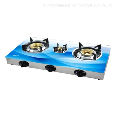 3 Burners High Efficiency Tornado Flame 3D Glass Panel Table Top Gas Stove Home Cooking Gas Burners