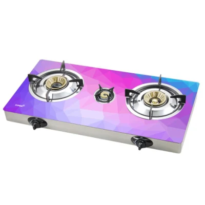 Xunda Table Top Gas Stove 3D Customized Pattern Glass Panel High Efficiency Gas Burners